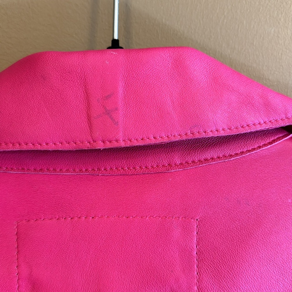 BCBGmaxazria hot pink lamb leather moto jacket XS - Picture 7 of 7